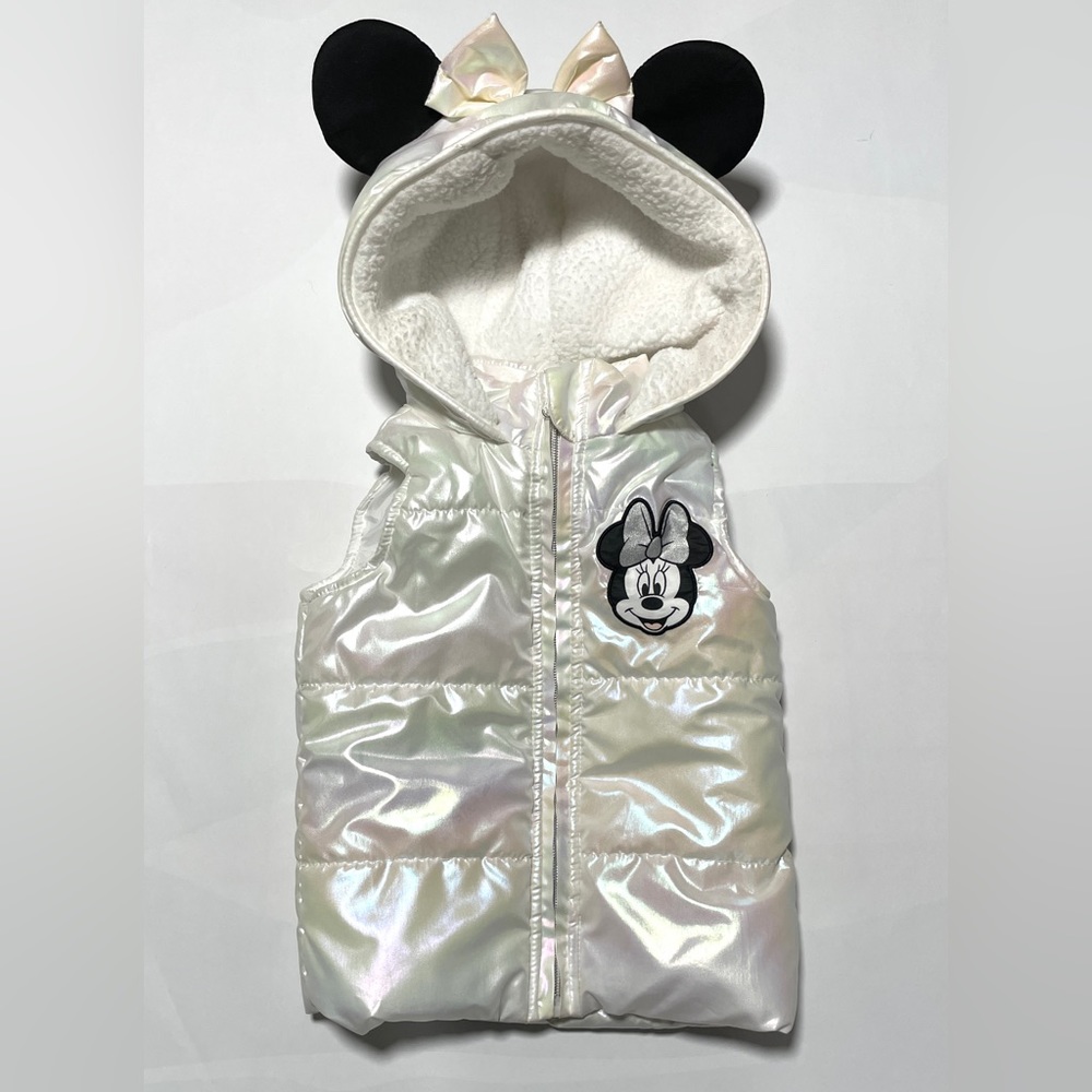 Minnie Mouse Disney Junior Iridescent puffer vest coat with bow and ears